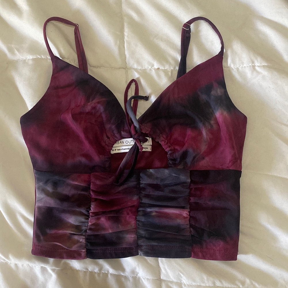 Urban outfitters purple and black tie die crop top